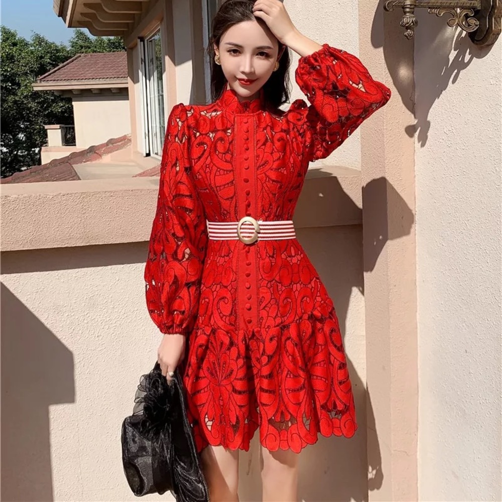 Red Embroidery Dress